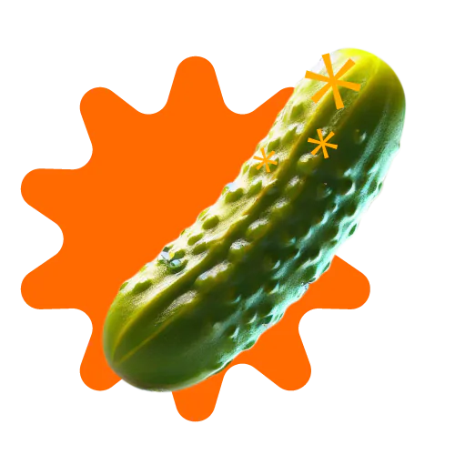 Ilustración de pepino con marcas destacadas que representan posibles síntomas de infecciones de transmisión sexual.