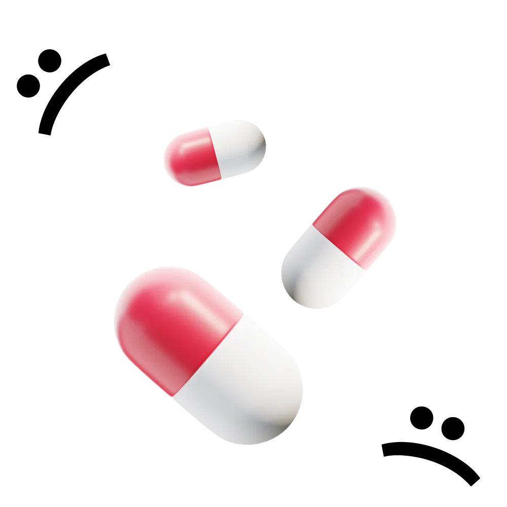 Ilustración de cápsulas sobre fondo gráfico que representa tratamiento médico.