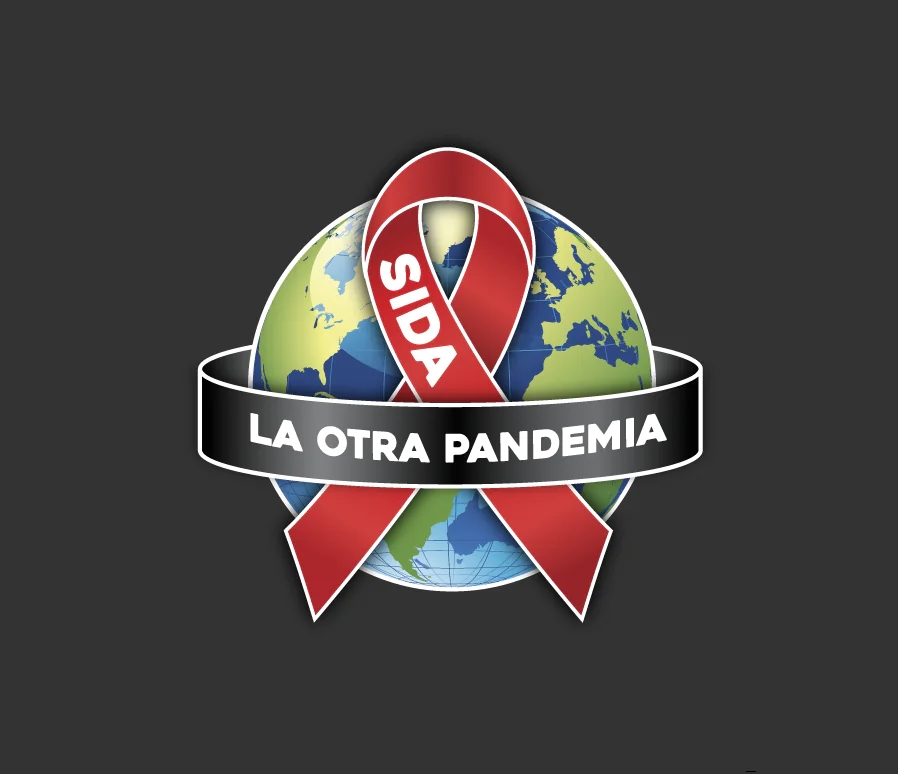 Lazo rojo sobre un globo terráqueo con el texto “La otra pandemia”.