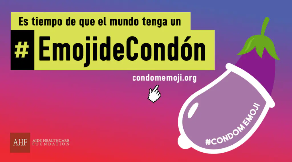 Gráfica de campaña “#EmojiDeCondón” que promueve incluir un emoji de preservativo.