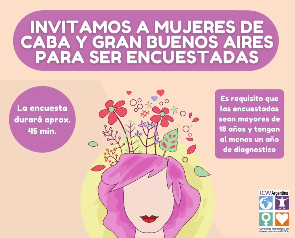 Gráfica que invita a mujeres del Área Metropolitana de Buenos Aires a participar en una encuesta.
